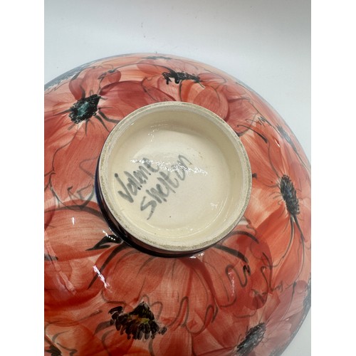 602 - Valerie Shelton bowl poppy bowl 21 inches diameter 3.5 inches tall