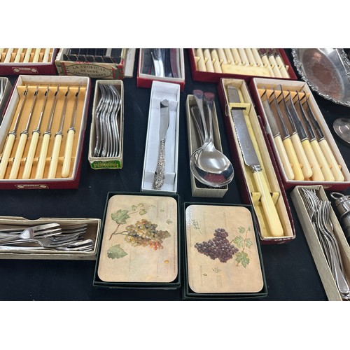 161 - Selection of assorted cutlery includes stainless steel sheffield, viners etc