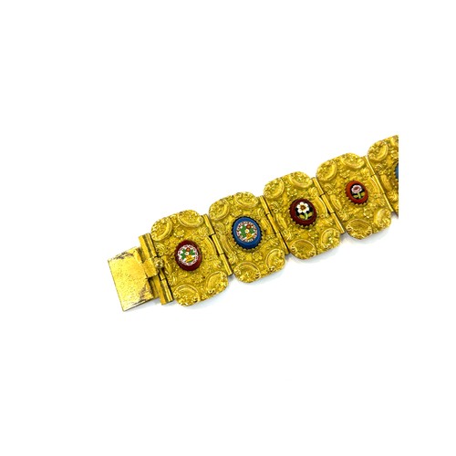 577 - Antique 19th century micro mosaic bracelet in gilt metal