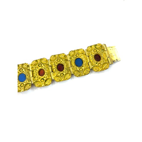 577 - Antique 19th century micro mosaic bracelet in gilt metal