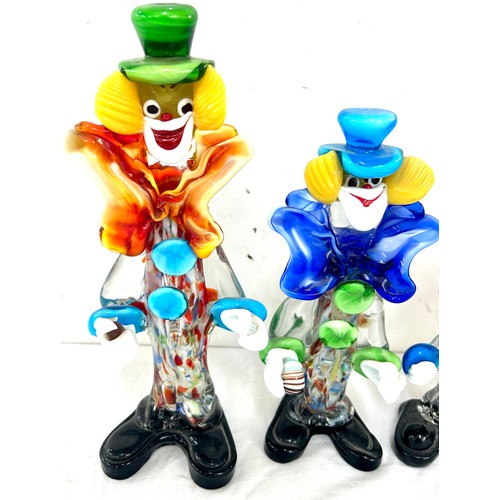 75 - Selection of 4 vintage Murano glass Clowns, tallest measures 12 inches