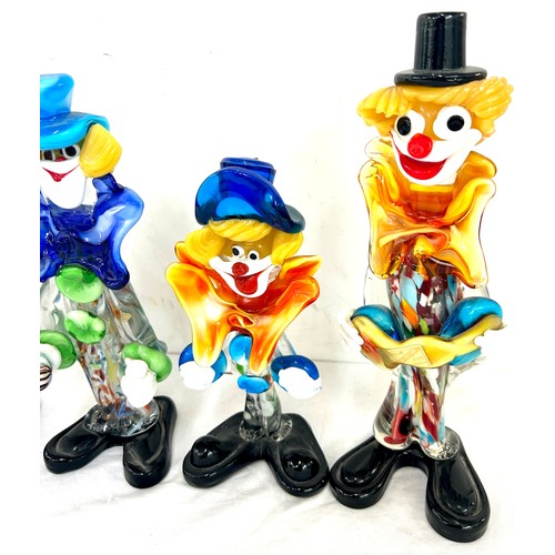 75 - Selection of 4 vintage Murano glass Clowns, tallest measures 12 inches