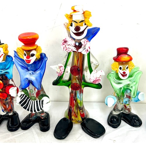 126 - Selection of 8 vintage Murano glass Clowns, all with small damage, tallest measures 12 inches 12 inc... 