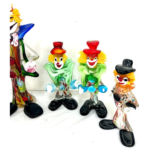 126 - Selection of 8 vintage Murano glass Clowns, all with small damage, tallest measures 12 inches 12 inc... 