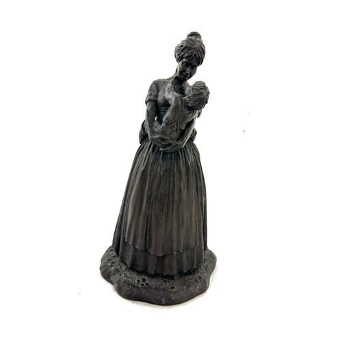 12 - Vintage heredities cast bronze lady and child figure height 10 inches