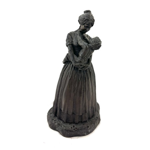 12 - Vintage heredities cast bronze lady and child figure height 10 inches