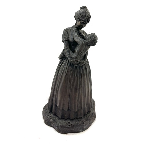 12 - Vintage heredities cast bronze lady and child figure height 10 inches