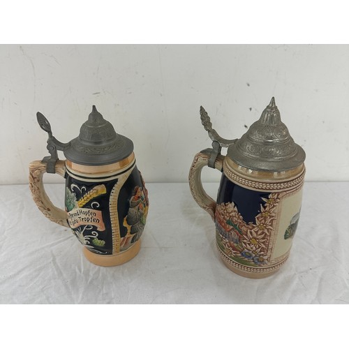 13 - Gerz W Germany lidded stein, plus one other, tallest measures 8.5 inches