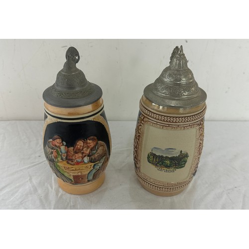 13 - Gerz W Germany lidded stein, plus one other, tallest measures 8.5 inches