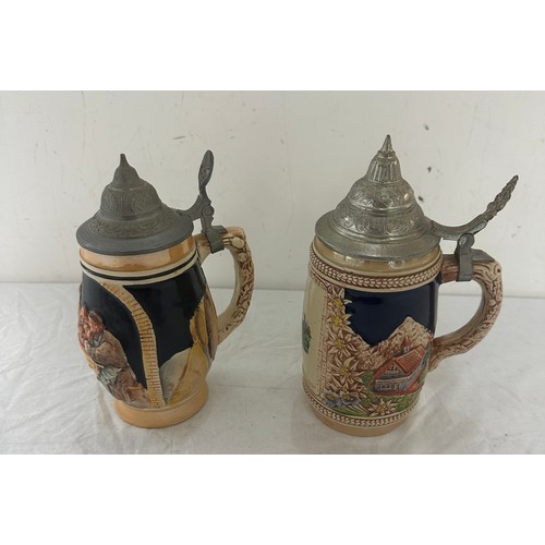 13 - Gerz W Germany lidded stein, plus one other, tallest measures 8.5 inches