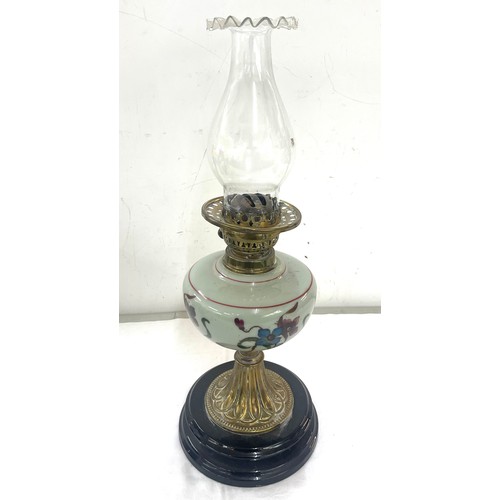 273 - Vintage oil lamp and funnel, 21 inches tall