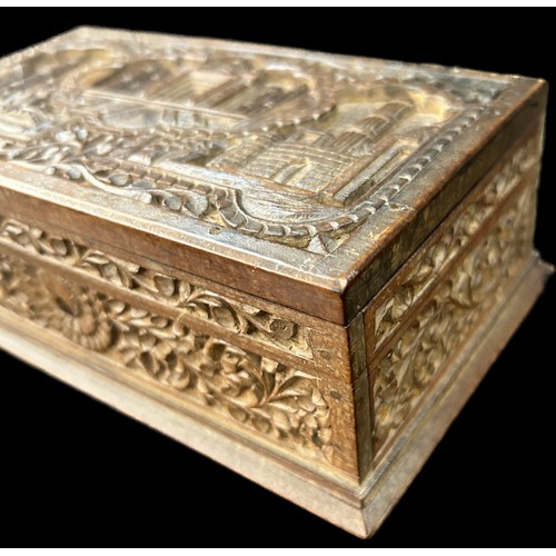 55 - Antique Anglo Indian Sandalwood box / casket, approximate measurements: Height 6cm, 17.5cm, Width 10... 