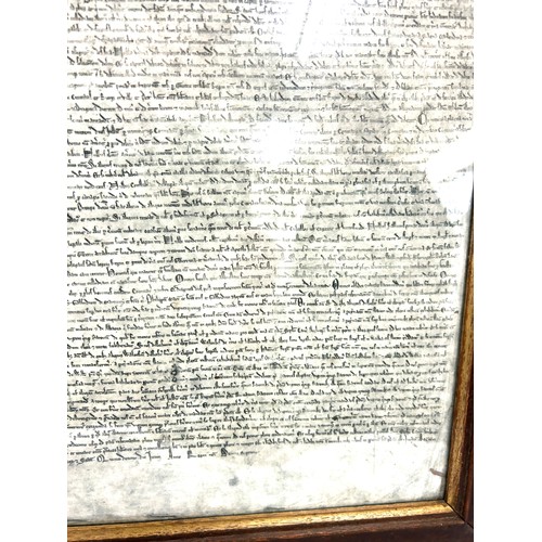 43 - Circa early 1900's copy of the magna carta in an oak frame, Height 22 inches, Width 27 inches