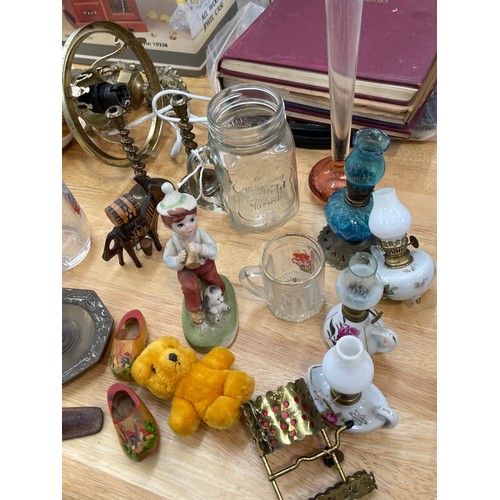 127 - Selection of miscellaneous includes miniature oil lamps etc