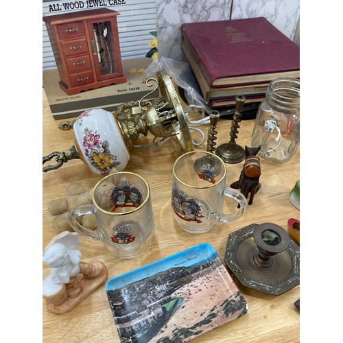 127 - Selection of miscellaneous includes miniature oil lamps etc