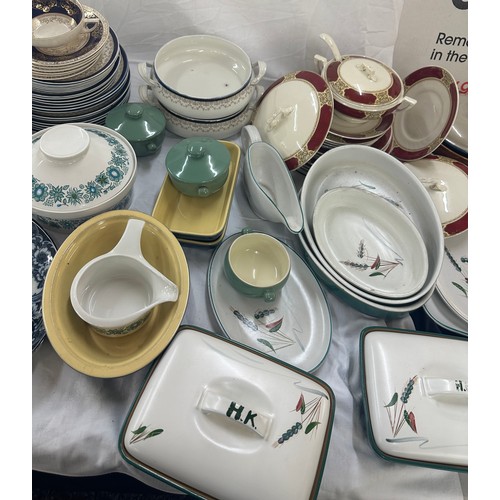 190 - Selection of collectables to include Burleigh ware lidded tureens, Denby, Blue and White meat plates... 