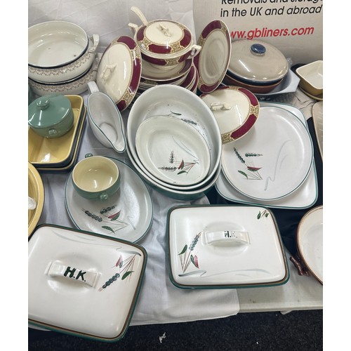 190 - Selection of collectables to include Burleigh ware lidded tureens, Denby, Blue and White meat plates... 