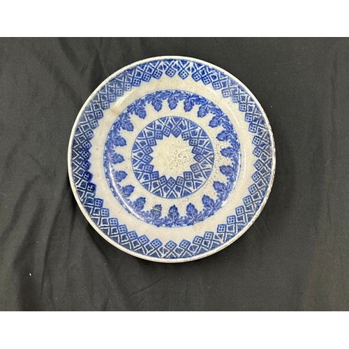 597 - Oriental hand painted blue and white large bowl, no markings to base, approximate diameter: 10 inche... 