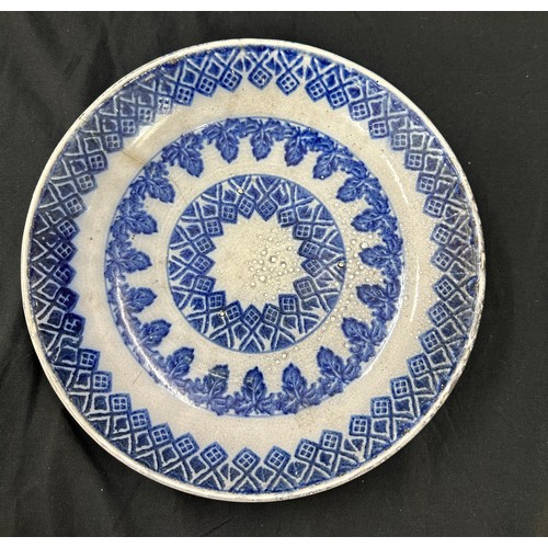 597 - Oriental hand painted blue and white large bowl, no markings to base, approximate diameter: 10 inche... 