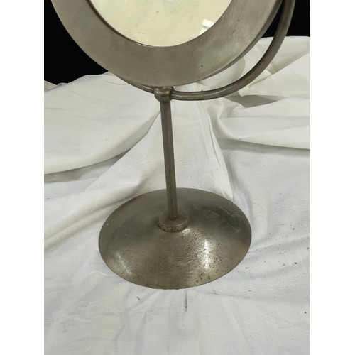 15 - Retro silver plated swivel mirror measures approximately 16 inches tall