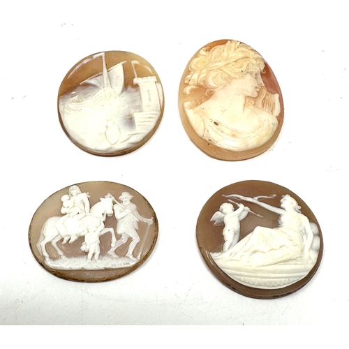 485 - Four Loose Cameo Panels Including Ship