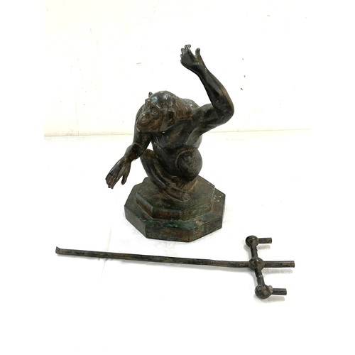 1 - Interesting antique Monkey/ ape/ chimp bronze dating from the early 1900's. The monkey holding a sta... 