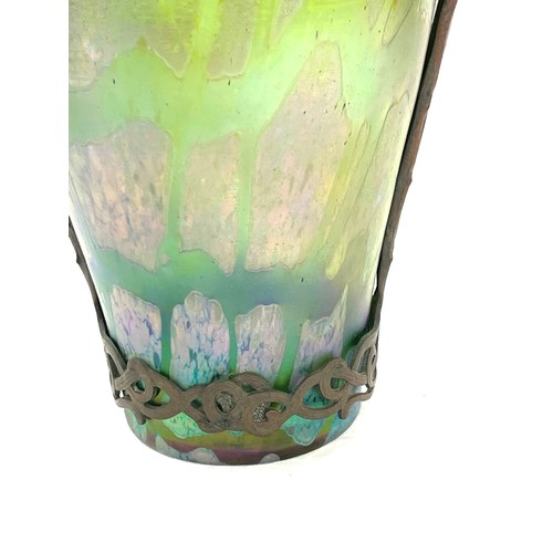 618 - Antique Art Nouveau glass vase with bronze fittings, Approximate height 42cm, Possibly Loetz

Overal... 