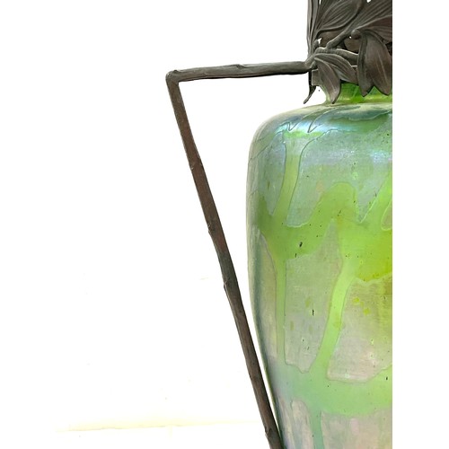 618 - Antique Art Nouveau glass vase with bronze fittings, Approximate height 42cm, Possibly Loetz

Overal... 