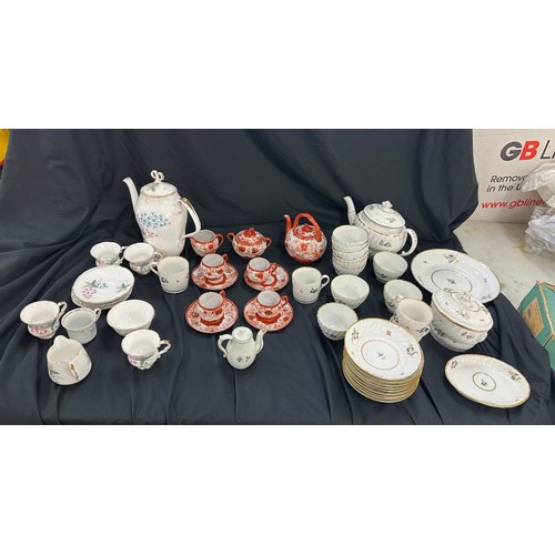 223 - Selection of vintage part tea sets includes oriental, dorchester etc,