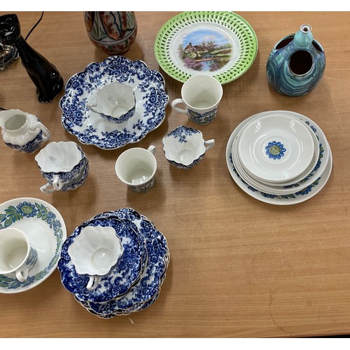 213 - Large selection of mixed ceramics and glassware to include blue and white vintage teaset