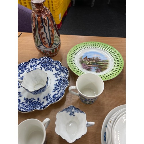 213 - Large selection of mixed ceramics and glassware to include blue and white vintage teaset