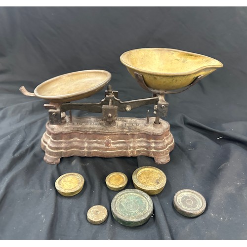 81 - Set of vintage brass scales and weights