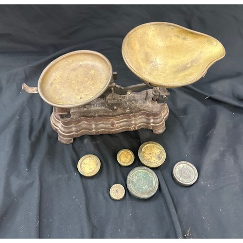 81 - Set of vintage brass scales and weights