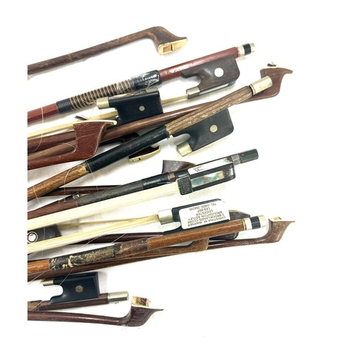 5 - Large selection of vintage and later violin bows, includes Czechoslovakia etc