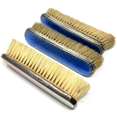 35 - 3 x .925 guiloche enamel vanity brushes