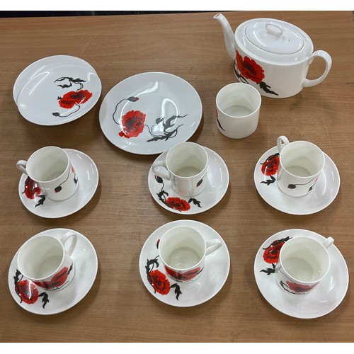 593A - Enameled Susie Cooper design Wedgwood teaset