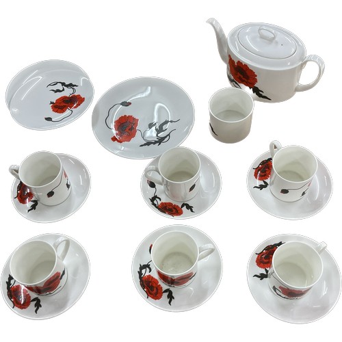 593A - Enameled Susie Cooper design Wedgwood teaset