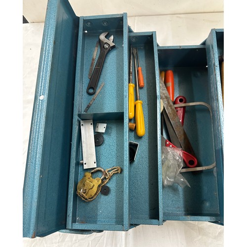 231 - Vintage metal tool box and contents includes Nails, files, screws etc