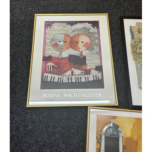 9 - 3 Framed prints depicting musical instruments by Rosina Wachtmeister frame measures approximately 25... 