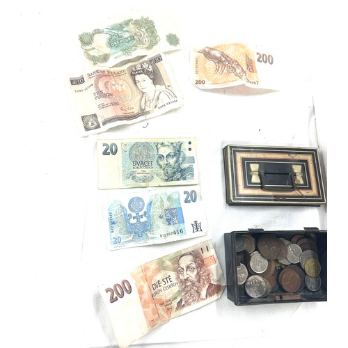 93 - Selection of vintage english and foreign bank notes and coins