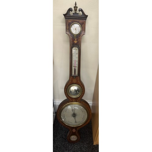 647 - Vintage inlaid barometer, J Long Tiverton