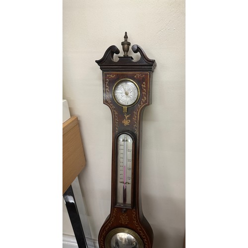 647 - Vintage inlaid barometer, J Long Tiverton