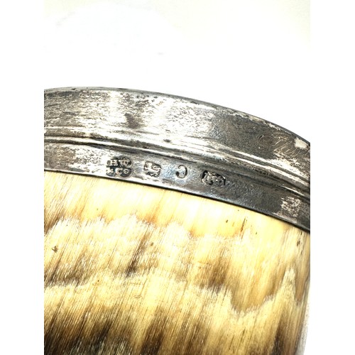 11 - 2 antique  silver rim horn cups