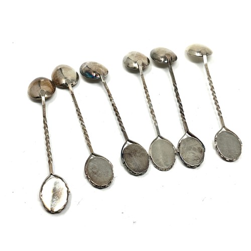 14 - 6 x . Silver & stone set teaspoons