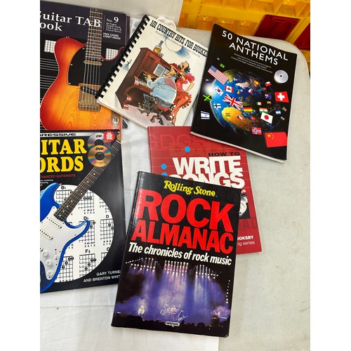 259 - Selection of assorted music books includes Guitar chords, Rock almanac, the guitar handy book etc