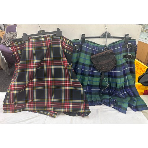 156 - Two Scottish kilts and a sporran, both size 44