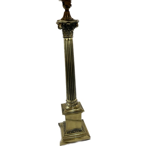 234 - Large brass Nelson column lamp, overall height inc shade 34 inches, untested