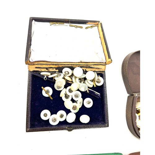 624 - 2 cased sets of vintage shirt studs together with a large quantity of loose shirt studds