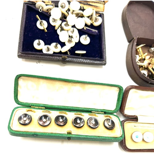 624 - 2 cased sets of vintage shirt studs together with a large quantity of loose shirt studds