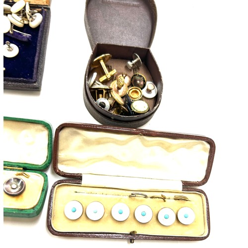 624 - 2 cased sets of vintage shirt studs together with a large quantity of loose shirt studds